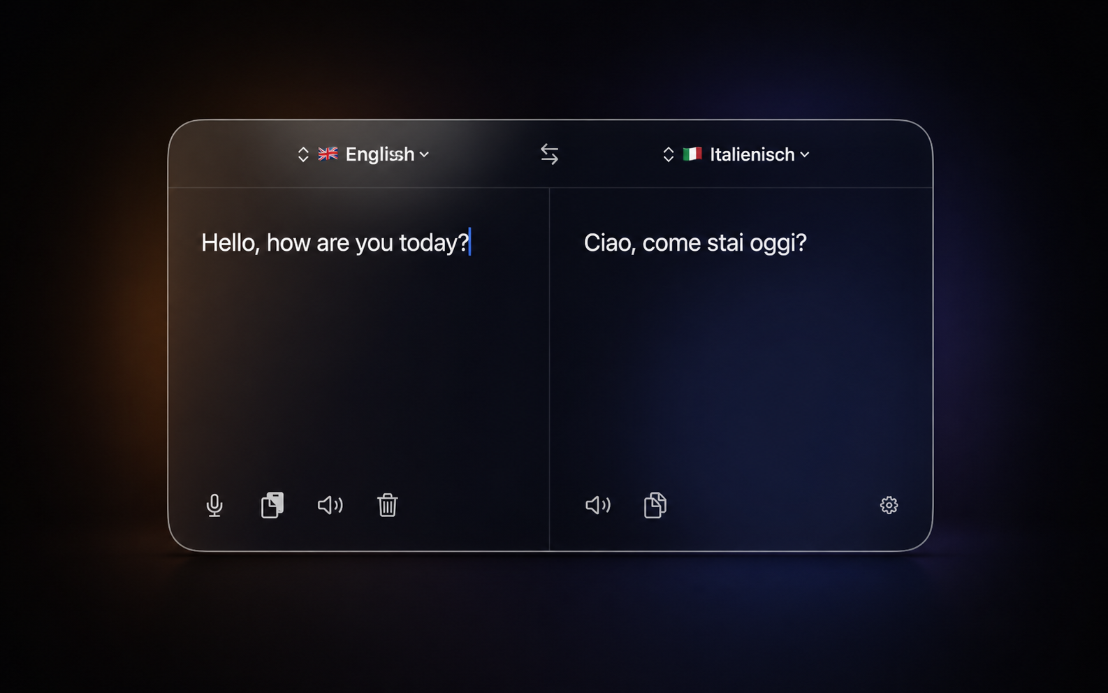 BarLingo translating English into Italian in its floating dark window
