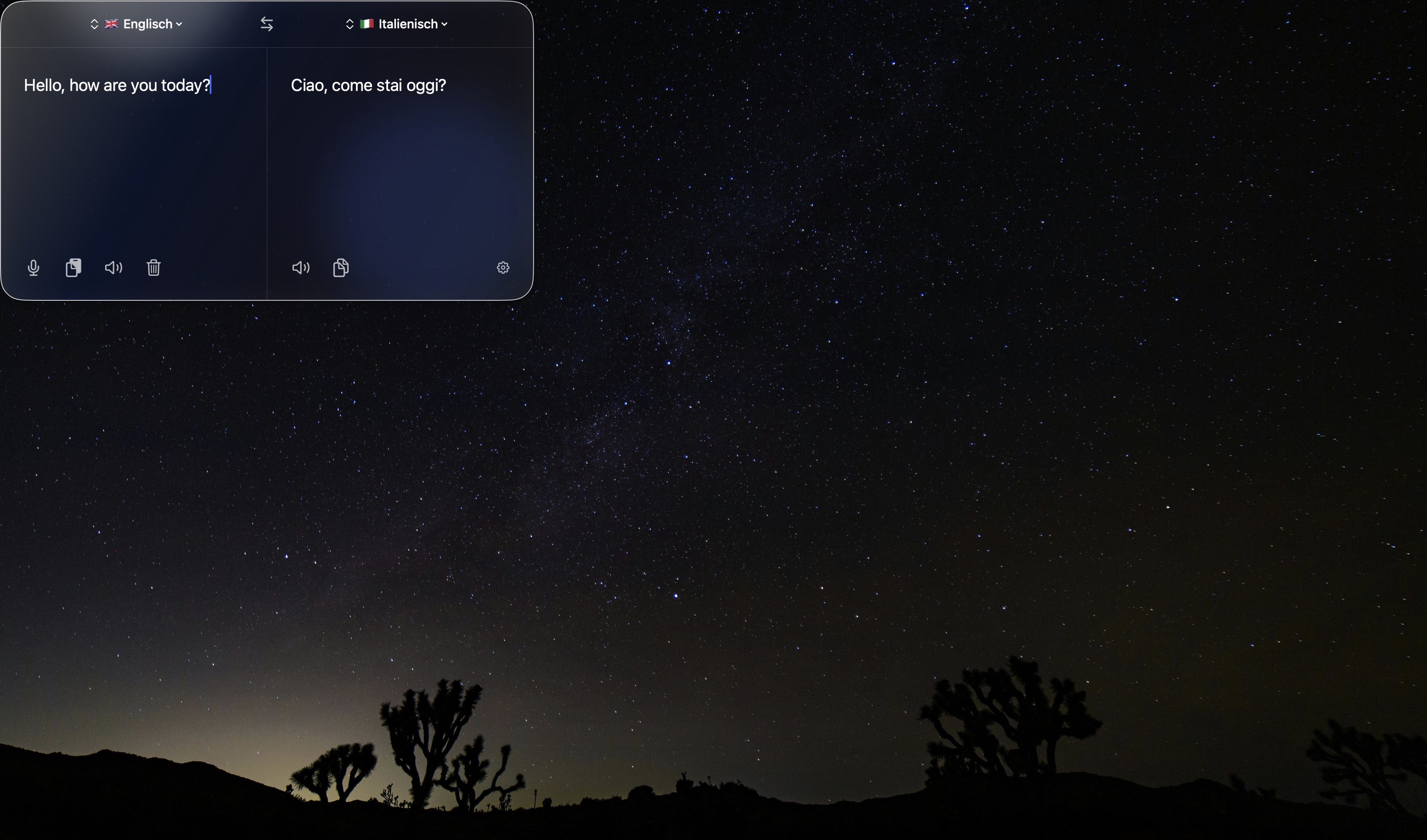 BarLingo translating English into Italian on a macOS desktop