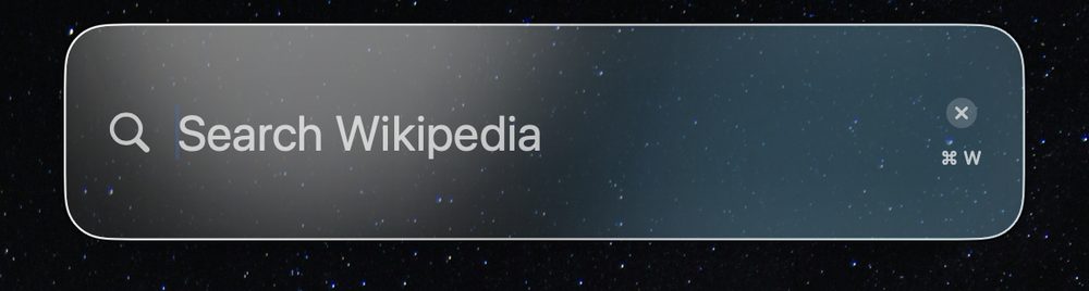 Wiksy's floating "Search Wikipedia" bar, summoned with a global keyboard shortcut